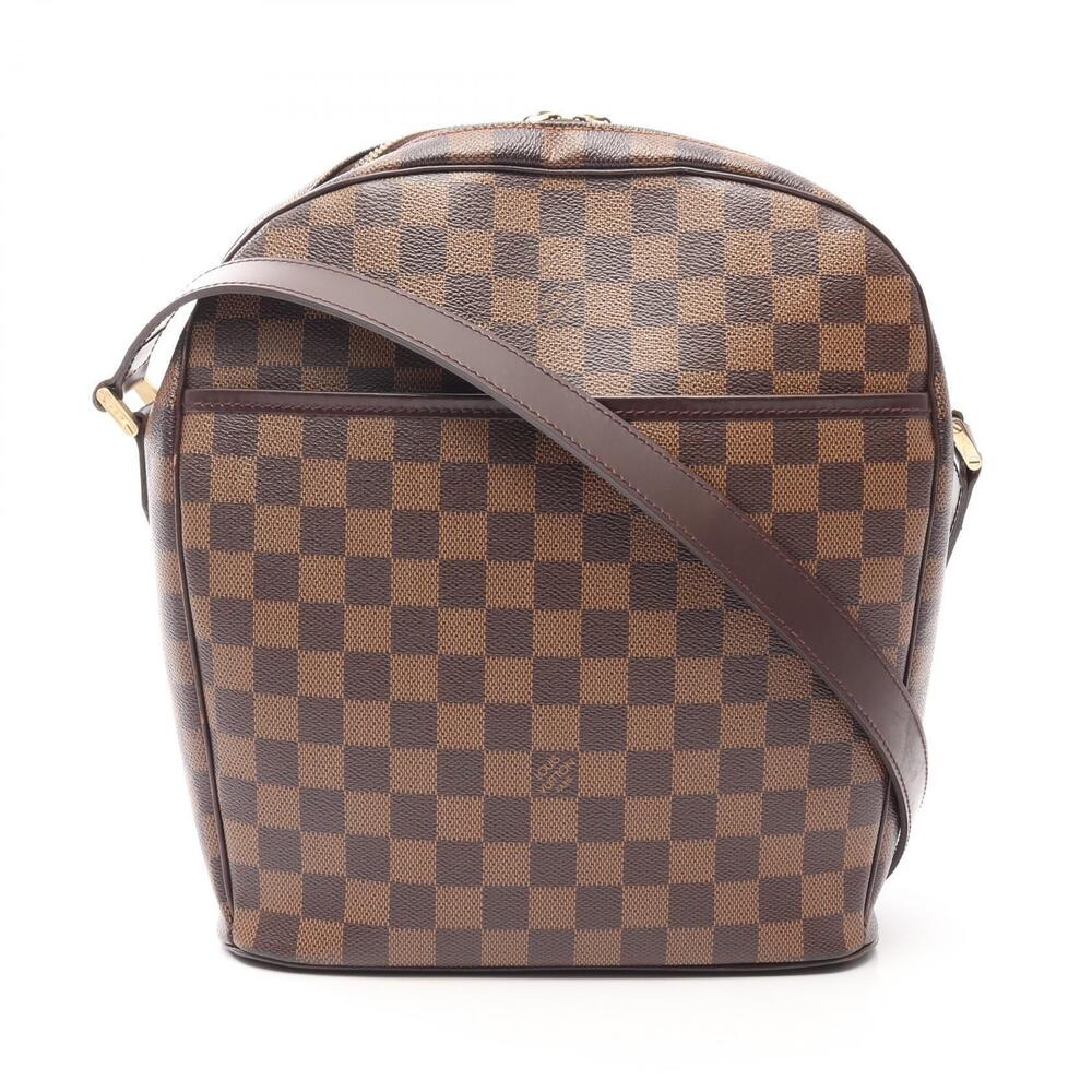Louis Vuitton Ipanema Damier Ebene Brown Shoulder Bag Canvas Leather Brown